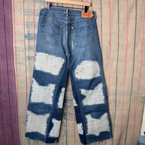 Custom wide leg baggy flared jeans size 36 x 34 - Picture 2 of 6